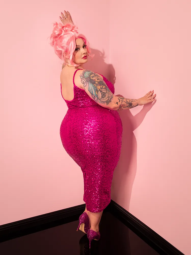 Glitz & Glamour Dress in Hot Pink Sequins - Vixen by Micheline Pitt aura shell