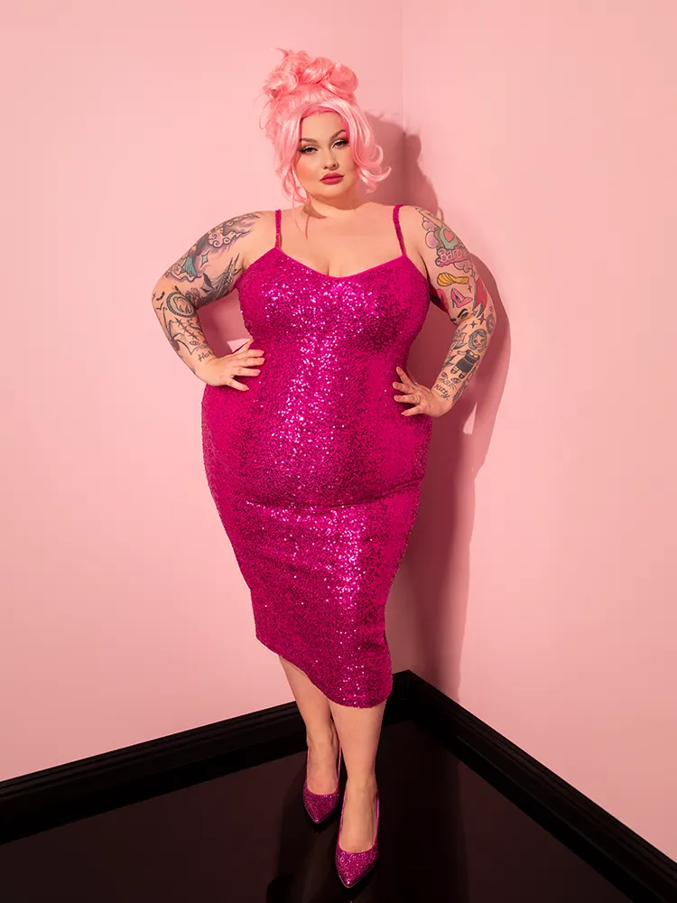 Glitz & Glamour Dress in Hot Pink Sequins - Vixen by Micheline Pitt aura shell