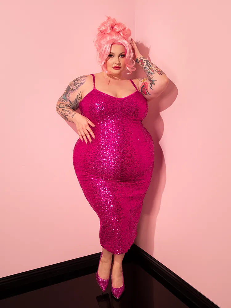 Glitz & Glamour Dress in Hot Pink Sequins - Vixen by Micheline Pitt aura shell