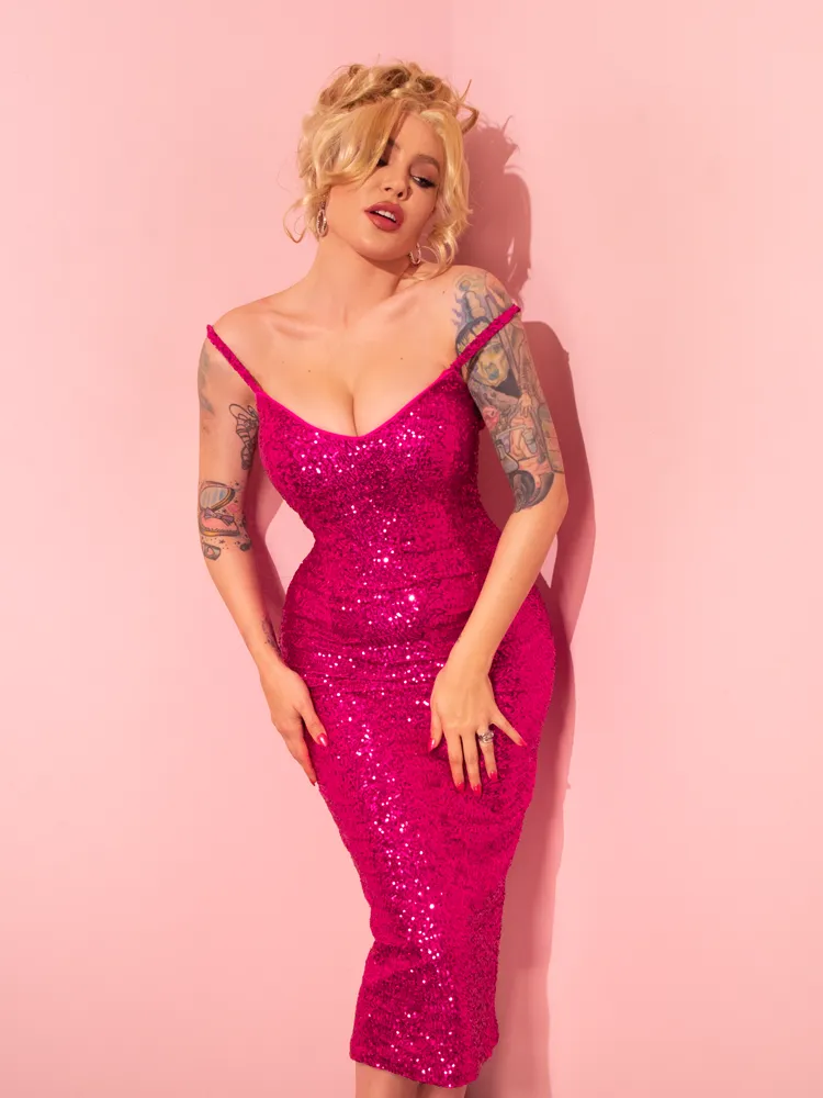 Glitz & Glamour Dress in Hot Pink Sequins - Vixen by Micheline Pitt aura shell