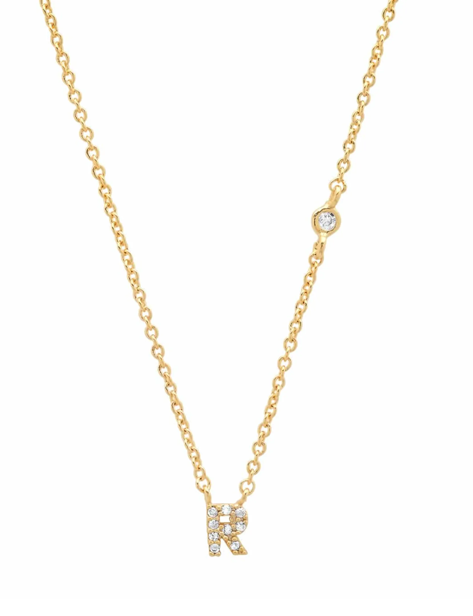 Gold CZ Initial Necklace romance hint
