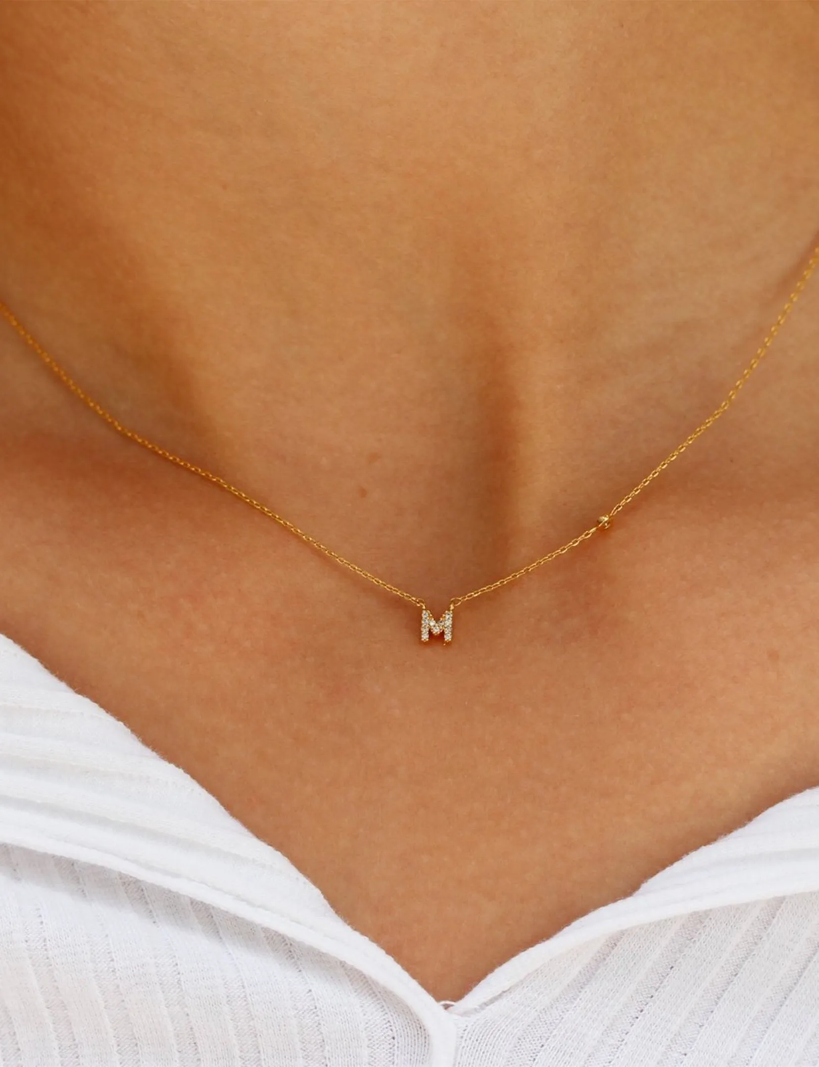 Gold CZ Initial Necklace romance hint
