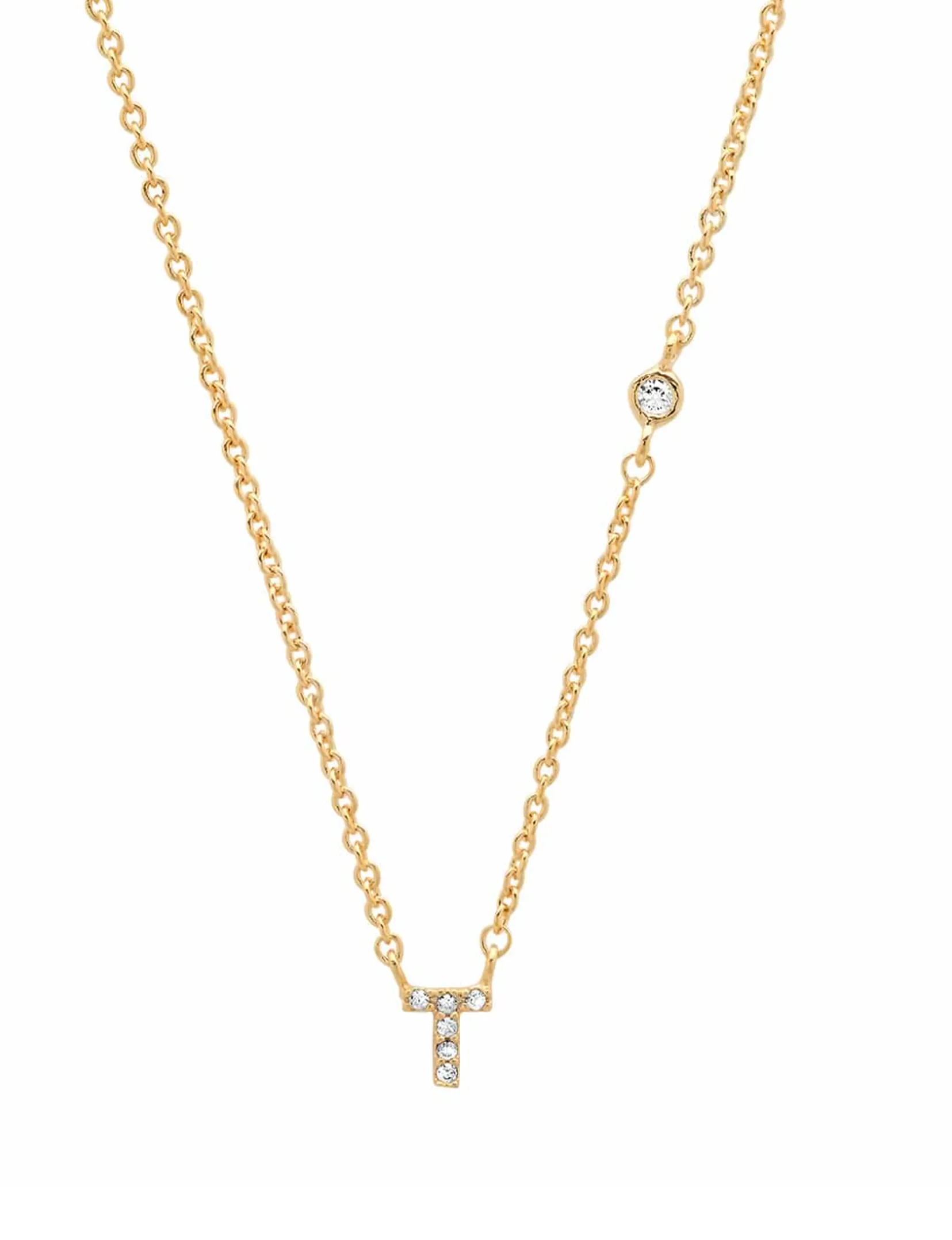 Gold CZ Initial Necklace romance hint
