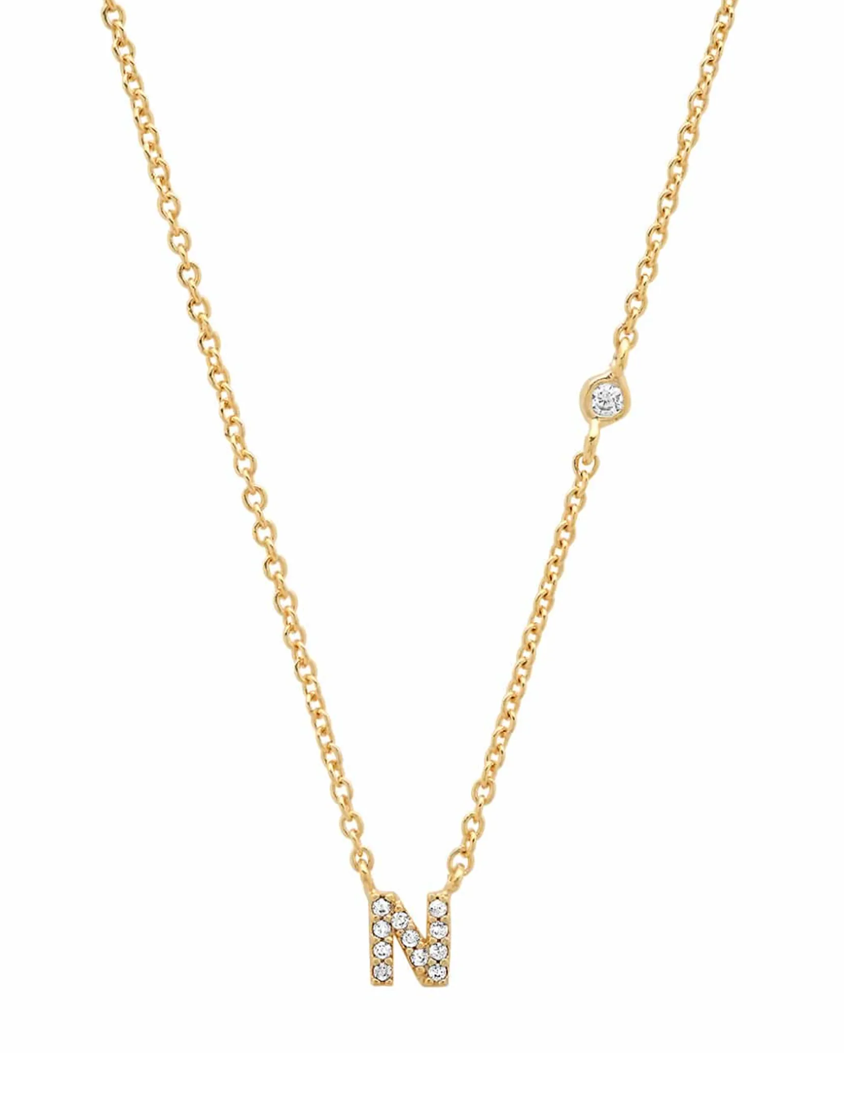 Gold CZ Initial Necklace romance hint
