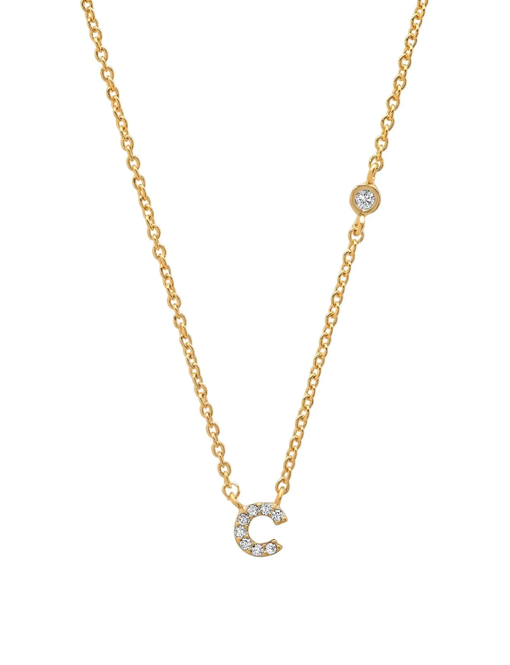 Gold CZ Initial Necklace romance hint