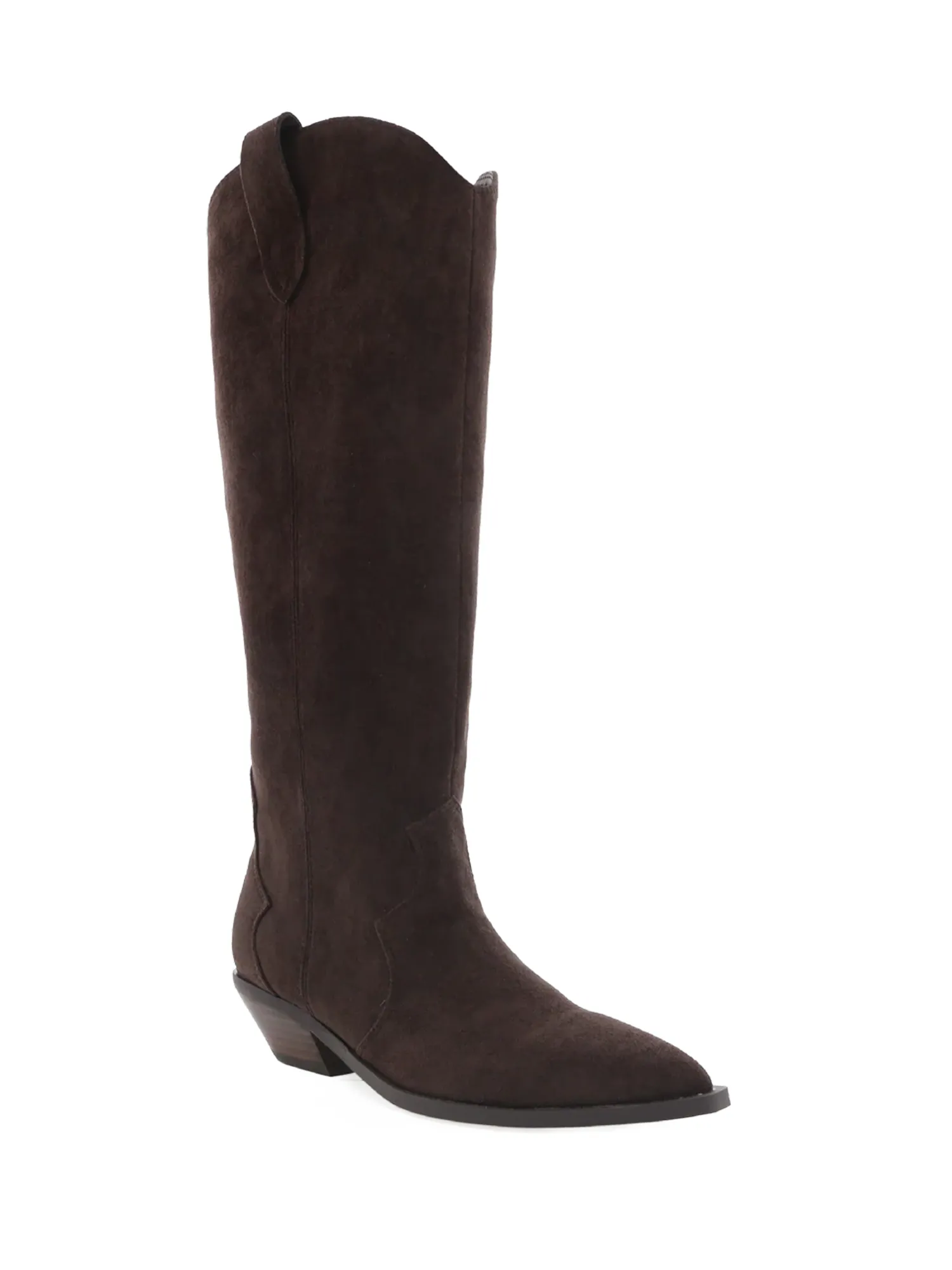 Helix Suede Cowboy Boot in Dark Cacao heel soft