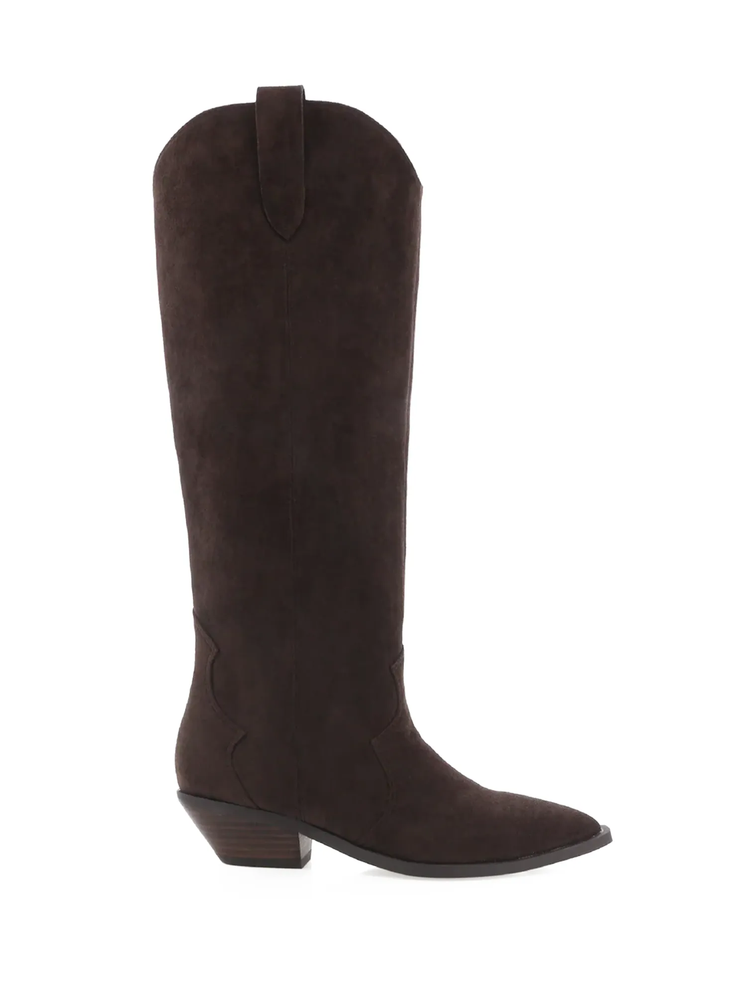Helix Suede Cowboy Boot in Dark Cacao heel soft