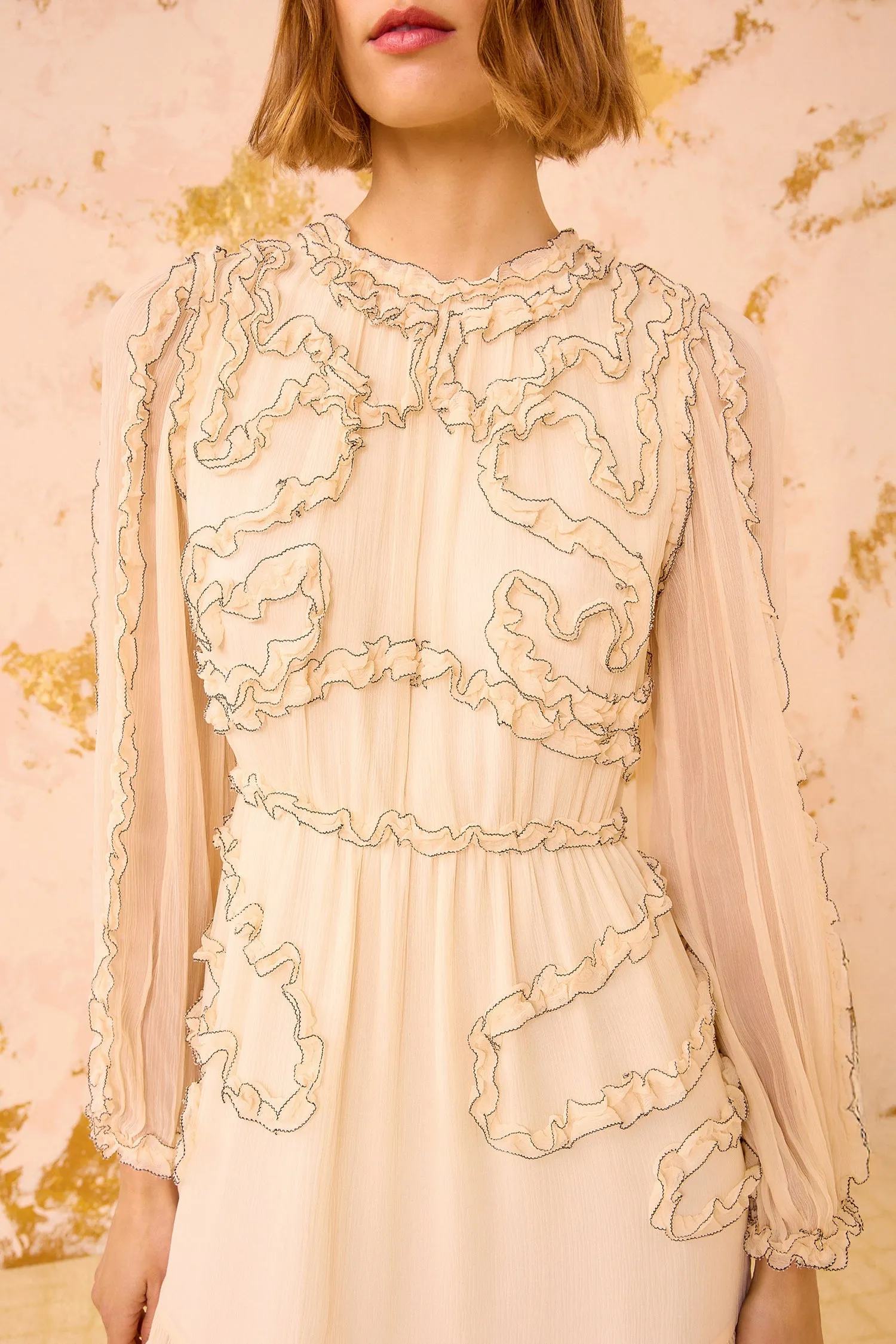 Iona Silk Long Dress - Chantilly breath ease