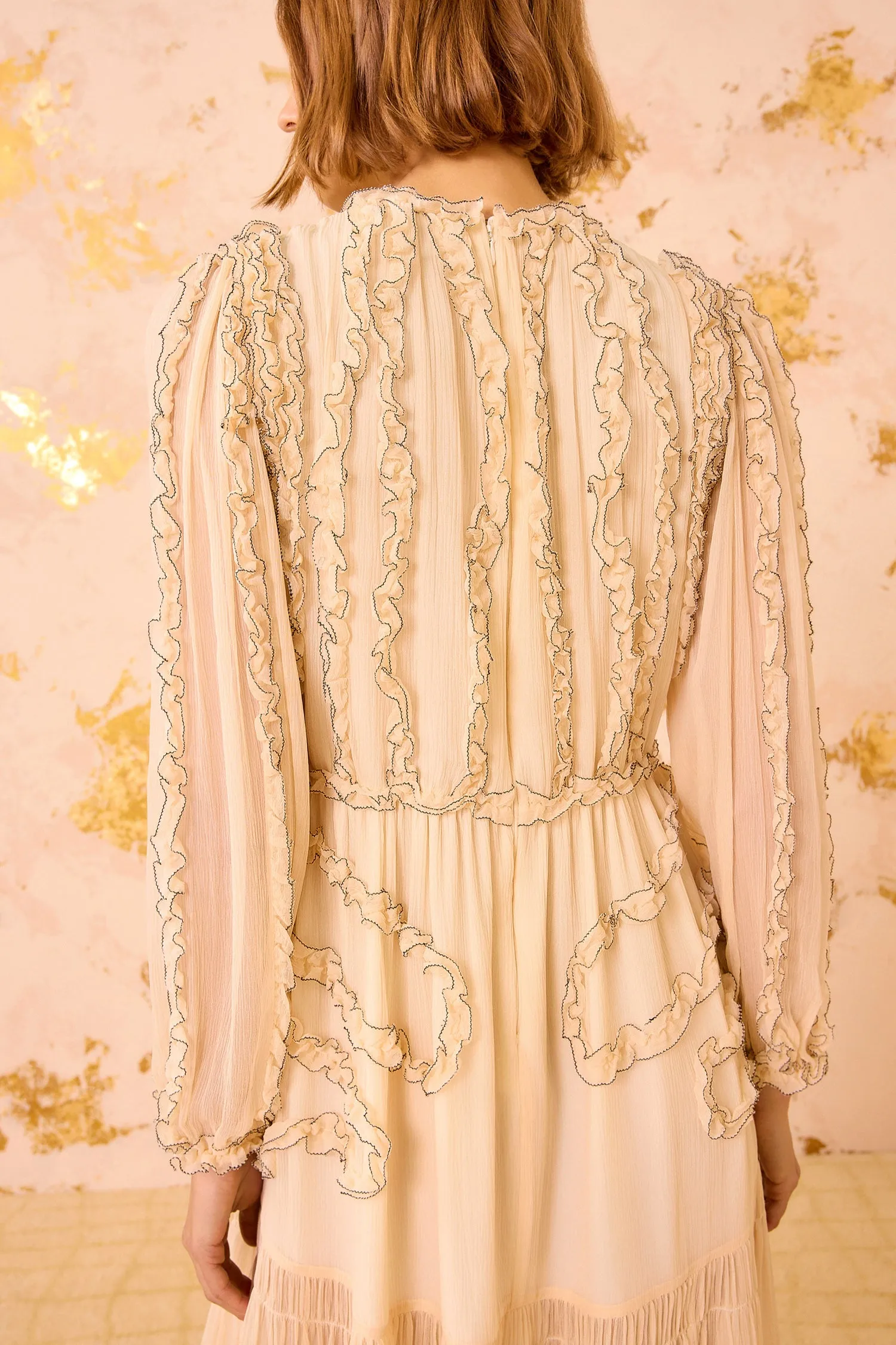 Iona Silk Long Dress - Chantilly breath ease