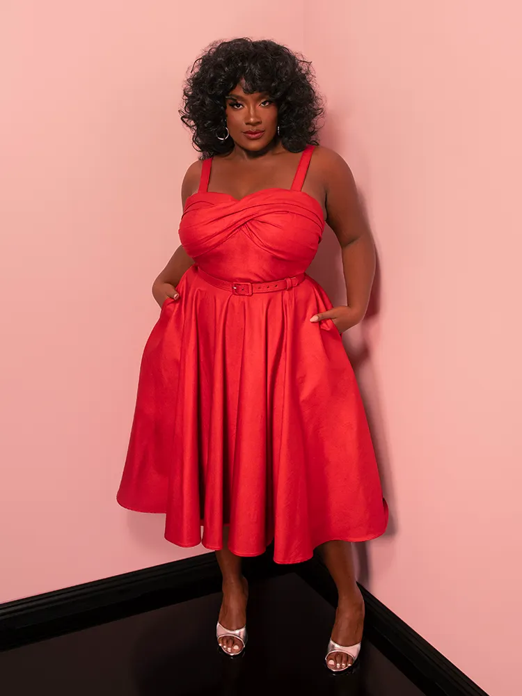 Jawbreaker Swing Dress in Red Sparkle Laminate - Vixen by Micheline Pitt rosy fog