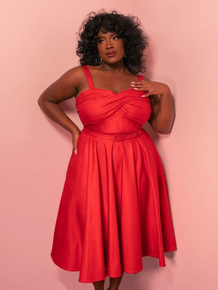 Jawbreaker Swing Dress in Red Sparkle Laminate - Vixen by Micheline Pitt rosy fog