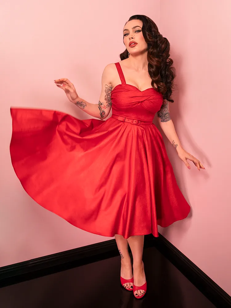 Jawbreaker Swing Dress in Red Sparkle Laminate - Vixen by Micheline Pitt rosy fog