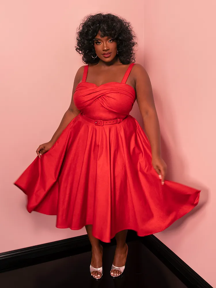 Jawbreaker Swing Dress in Red Sparkle Laminate - Vixen by Micheline Pitt rosy fog