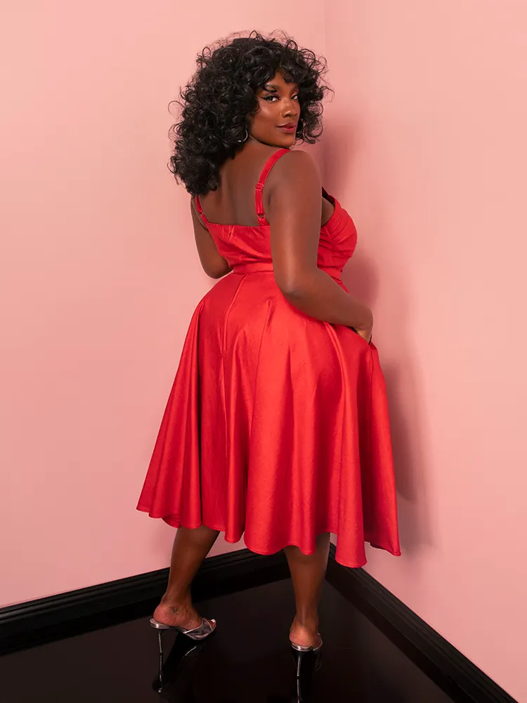 Jawbreaker Swing Dress in Red Sparkle Laminate - Vixen by Micheline Pitt rosy fog