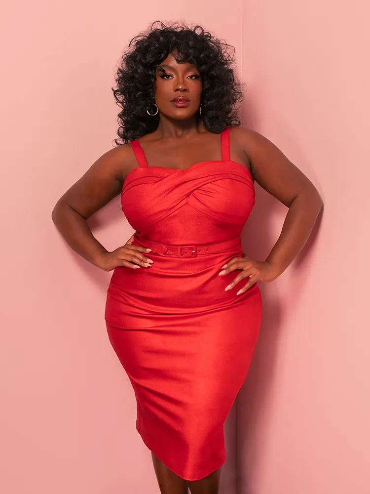 Jawbreaker Wiggle Dress in Red Sparkle Laminate - Vixen by Micheline Pitt motion air