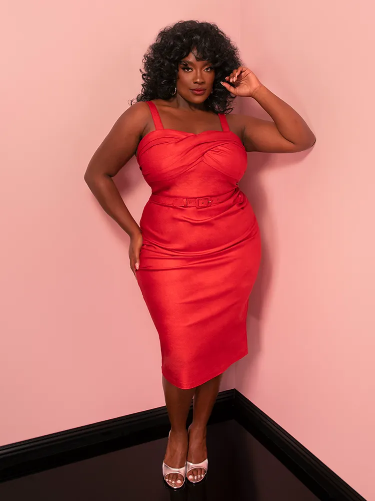 Jawbreaker Wiggle Dress in Red Sparkle Laminate - Vixen by Micheline Pitt motion air