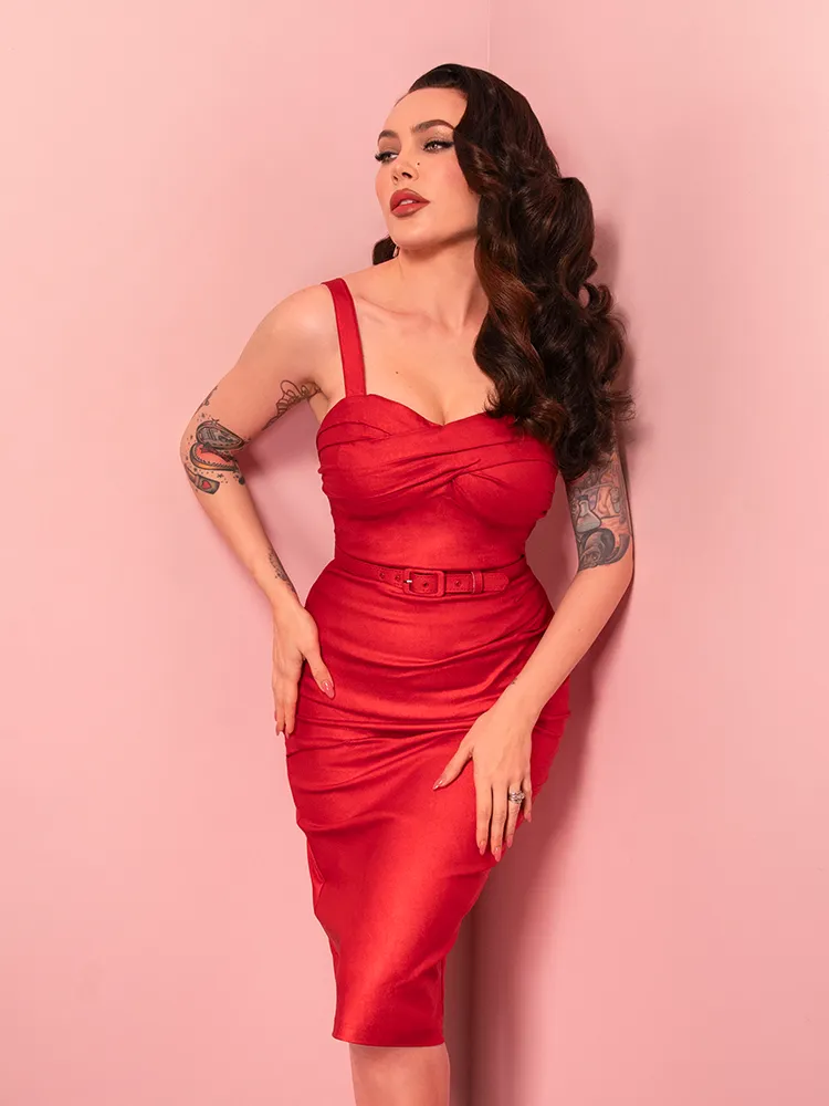 Jawbreaker Wiggle Dress in Red Sparkle Laminate - Vixen by Micheline Pitt motion air