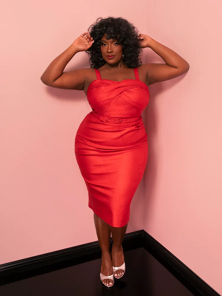 Jawbreaker Wiggle Dress in Red Sparkle Laminate - Vixen by Micheline Pitt motion air