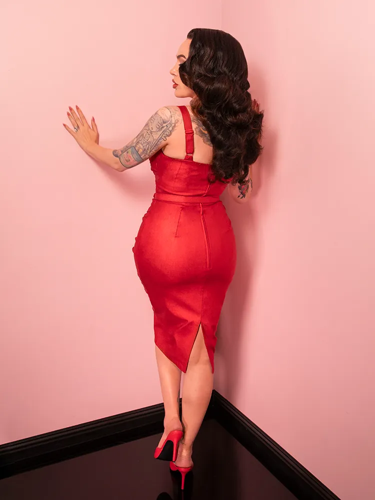 Jawbreaker Wiggle Dress in Red Sparkle Laminate - Vixen by Micheline Pitt motion air