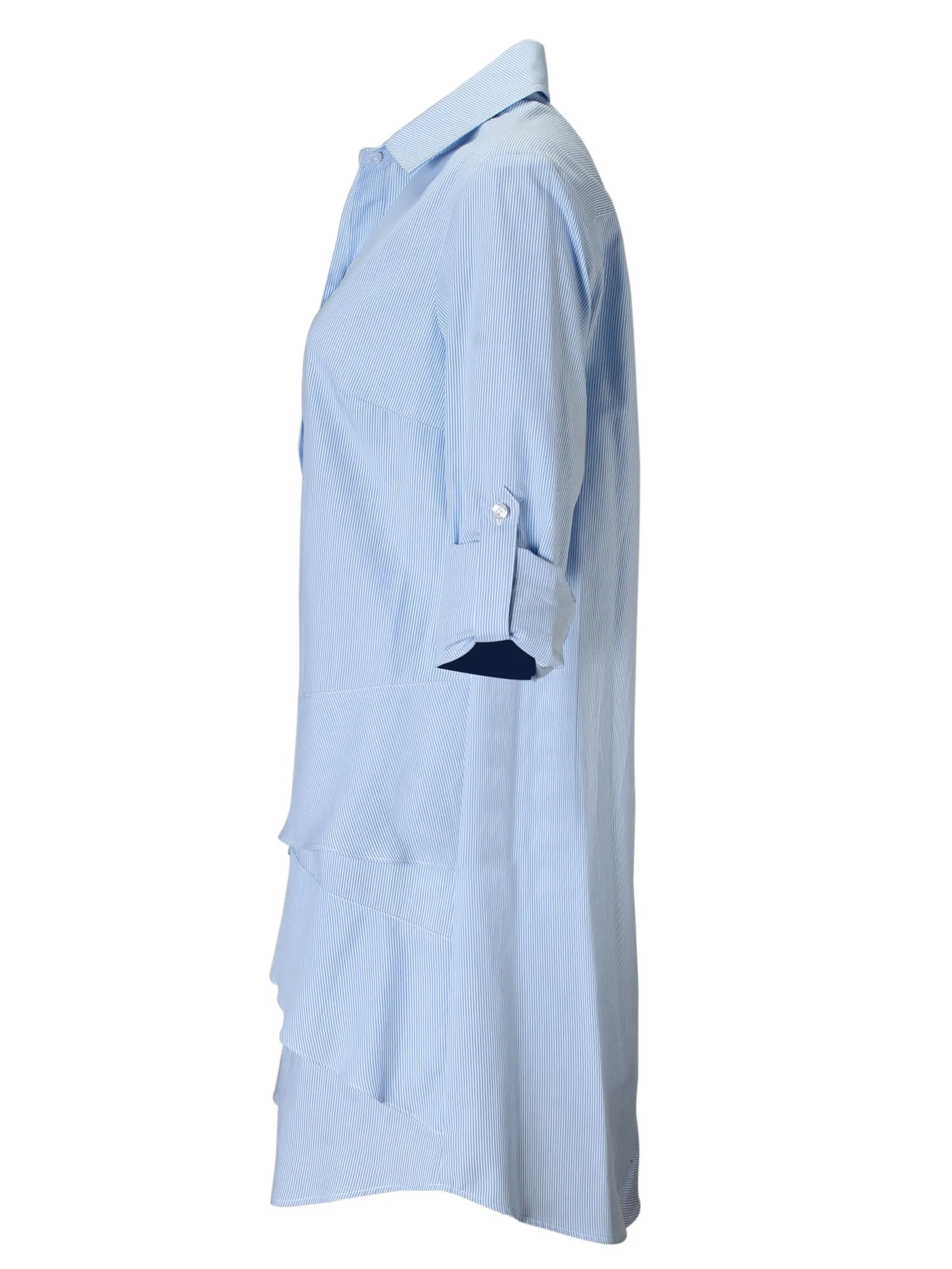 Jenna Blue Crushed Pinstriped Shirt Dress home feel