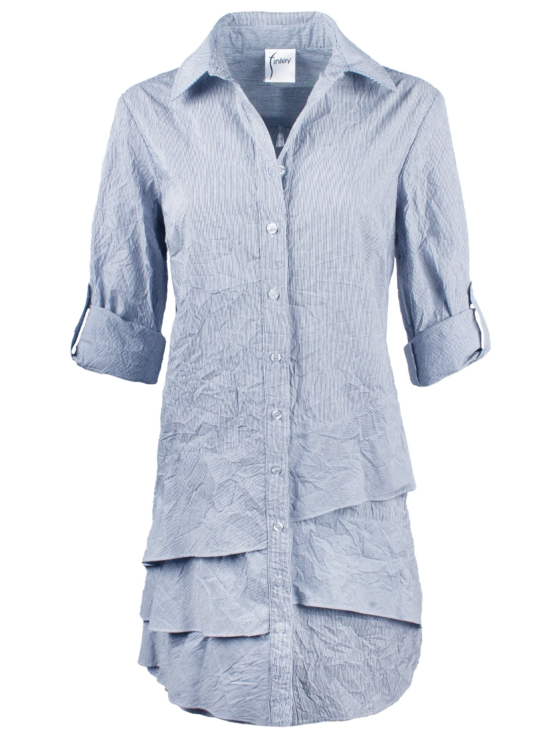 Jenna Blue Crushed Pinstriped Shirt Dress home feel