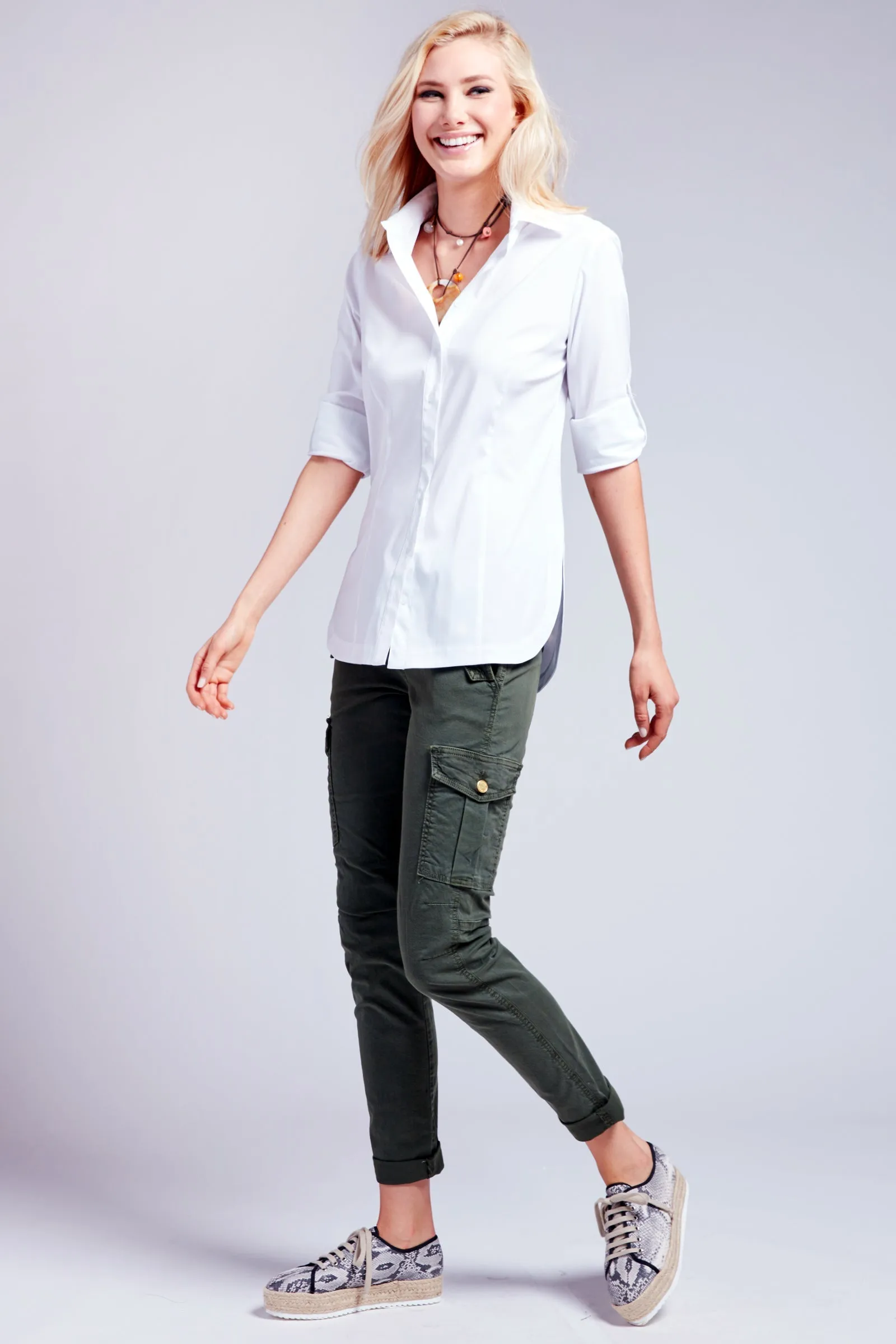Joey Tailored White Poplin Shirt pants buddy