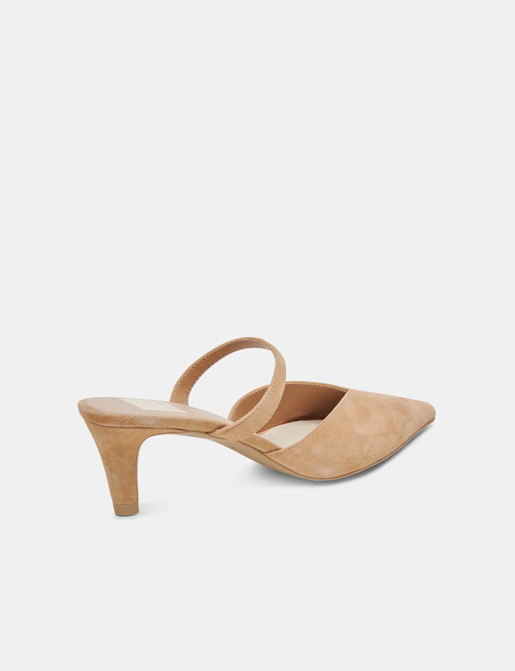 Kanika Mid Heels, Tan Suede pose ready