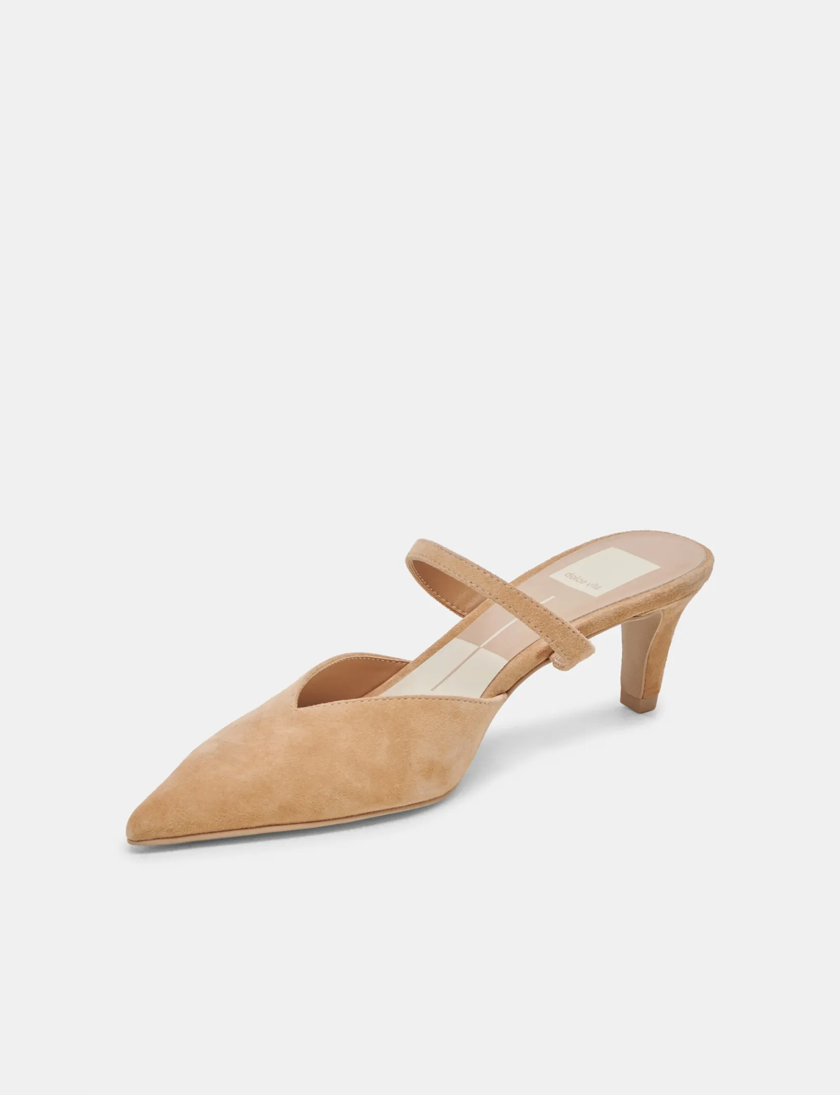 Kanika Mid Heels, Tan Suede pose ready