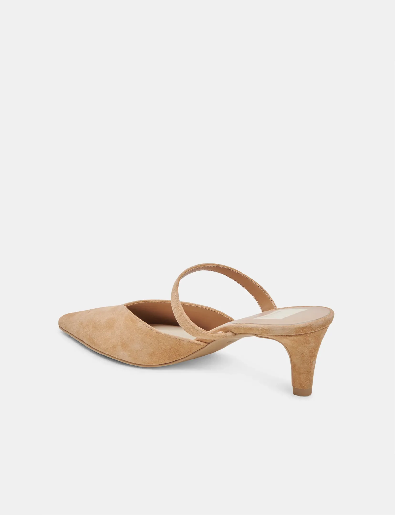 Kanika Mid Heels, Tan Suede pose ready