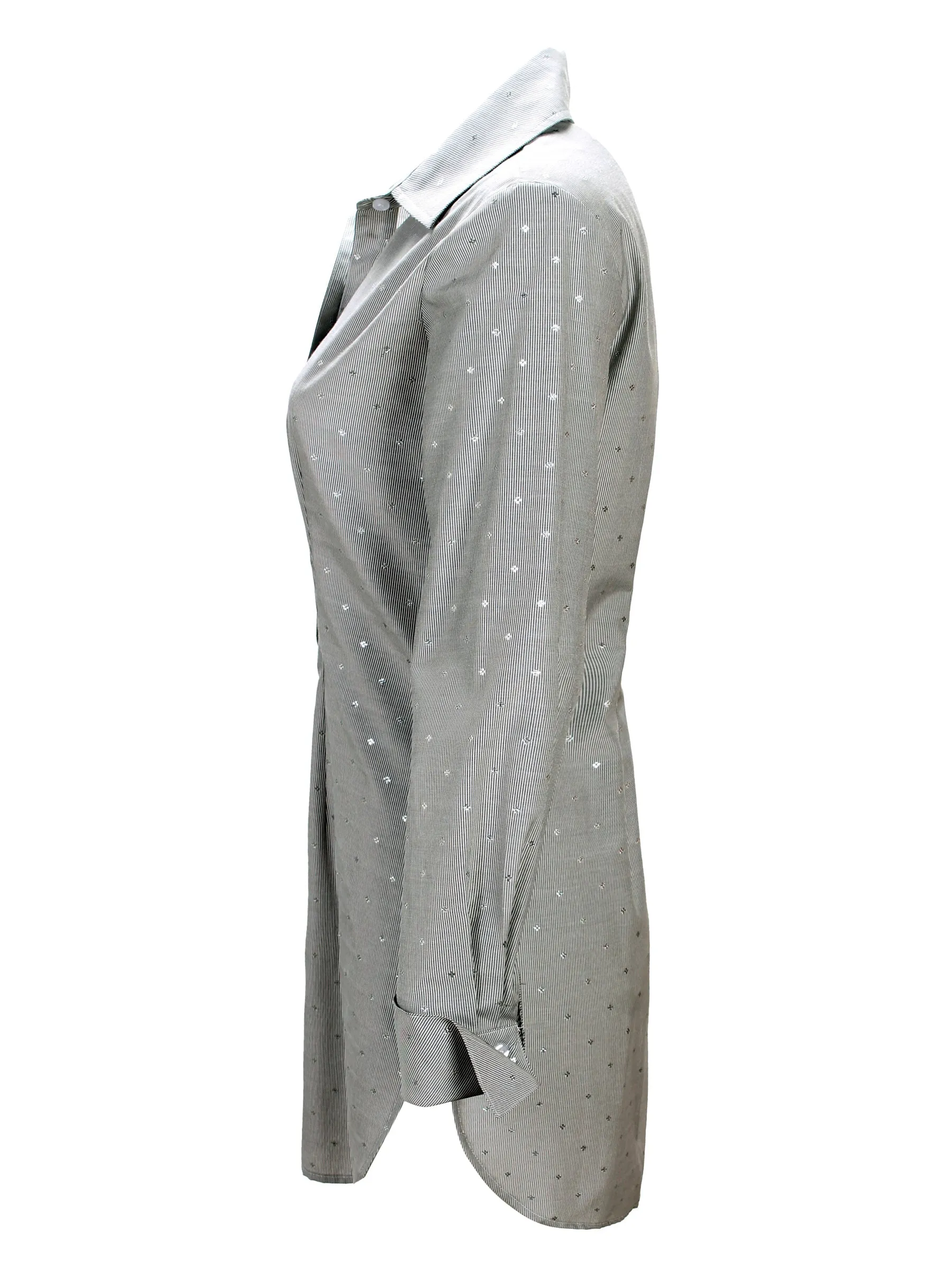 Kaylynn Tailored Button Down White Tunic Blouse easy vibe
