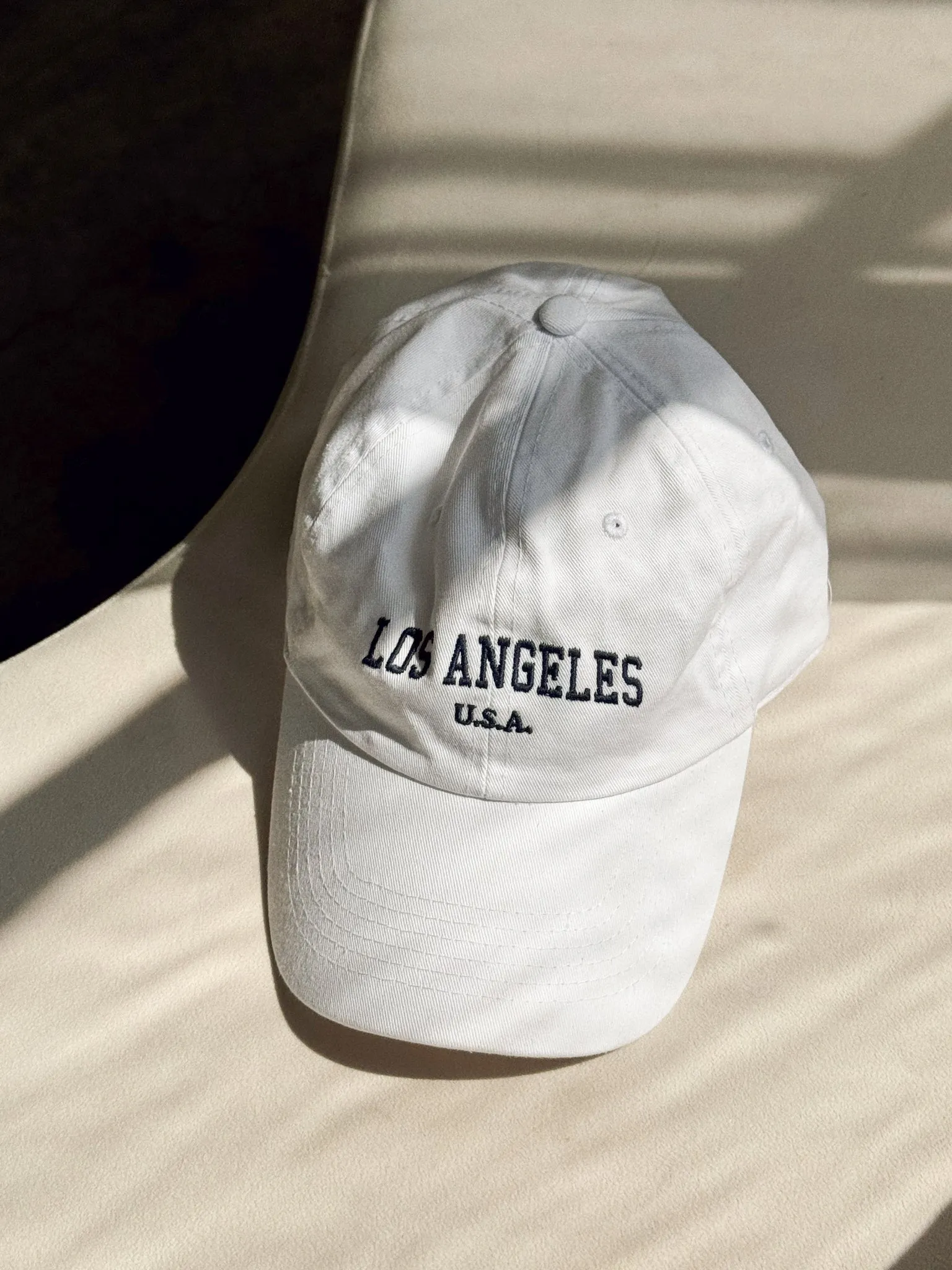 LA Embroidered Baseball Cap in White light layer