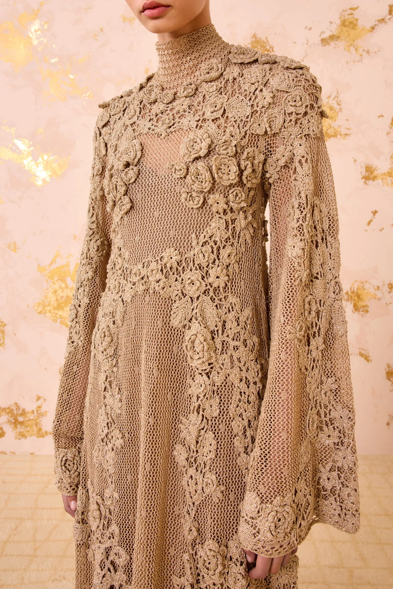 Leah Crochet Knit Maxi Dress - Lurex Combo modern queen