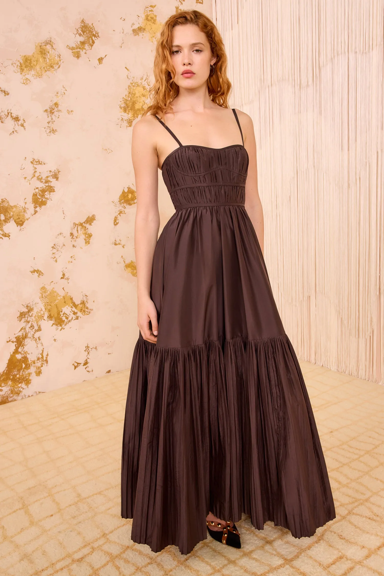 Leela Silk Pleated Dress - Sequoia fantasy edge