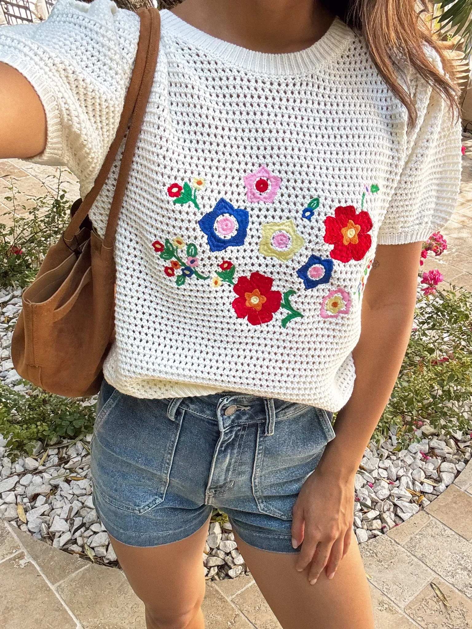 Lilia Embroidered Knit Top cloud soft