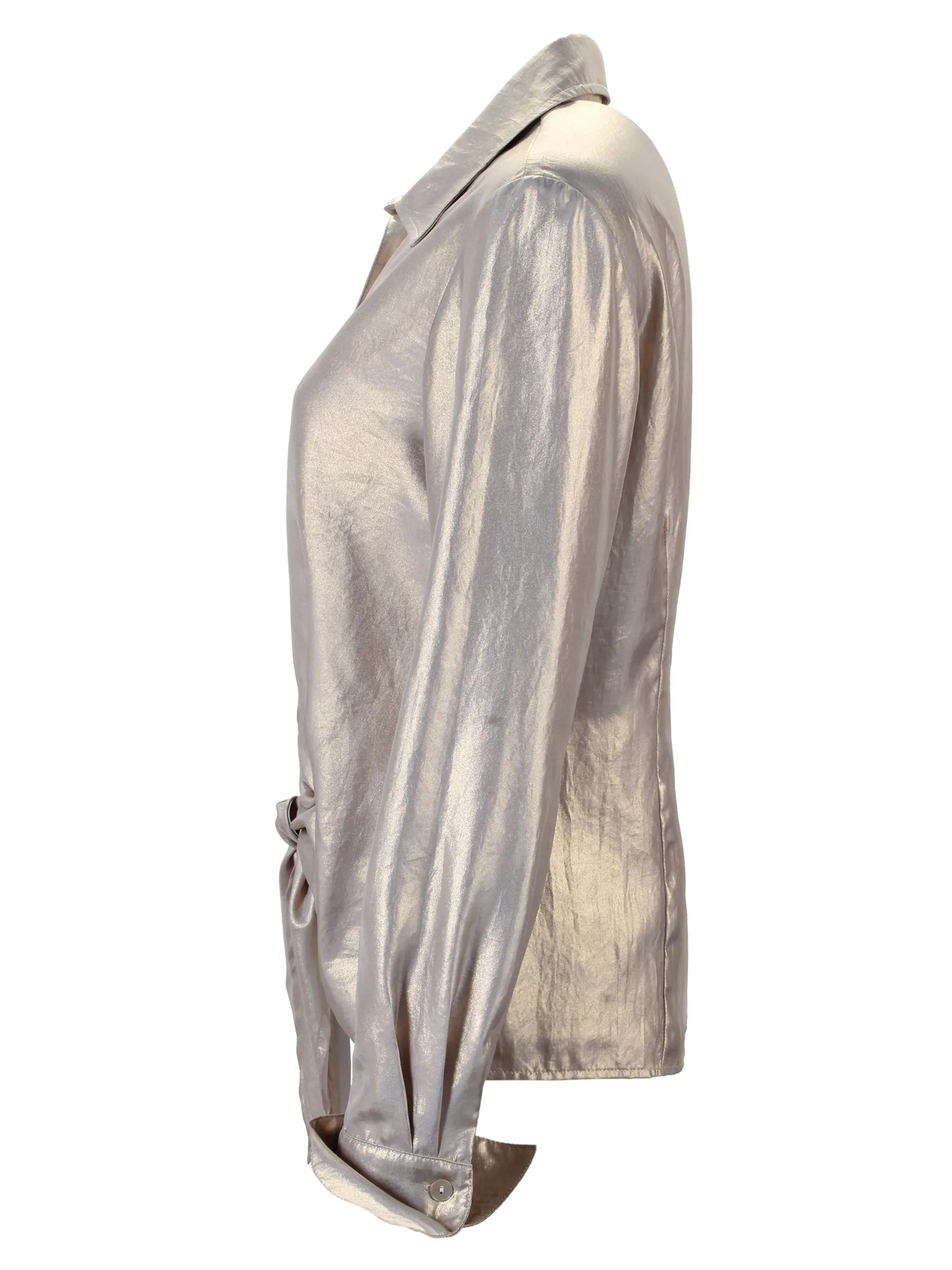 Lindy Espresso Brown Viscose Voile Tie Front Top bus soft