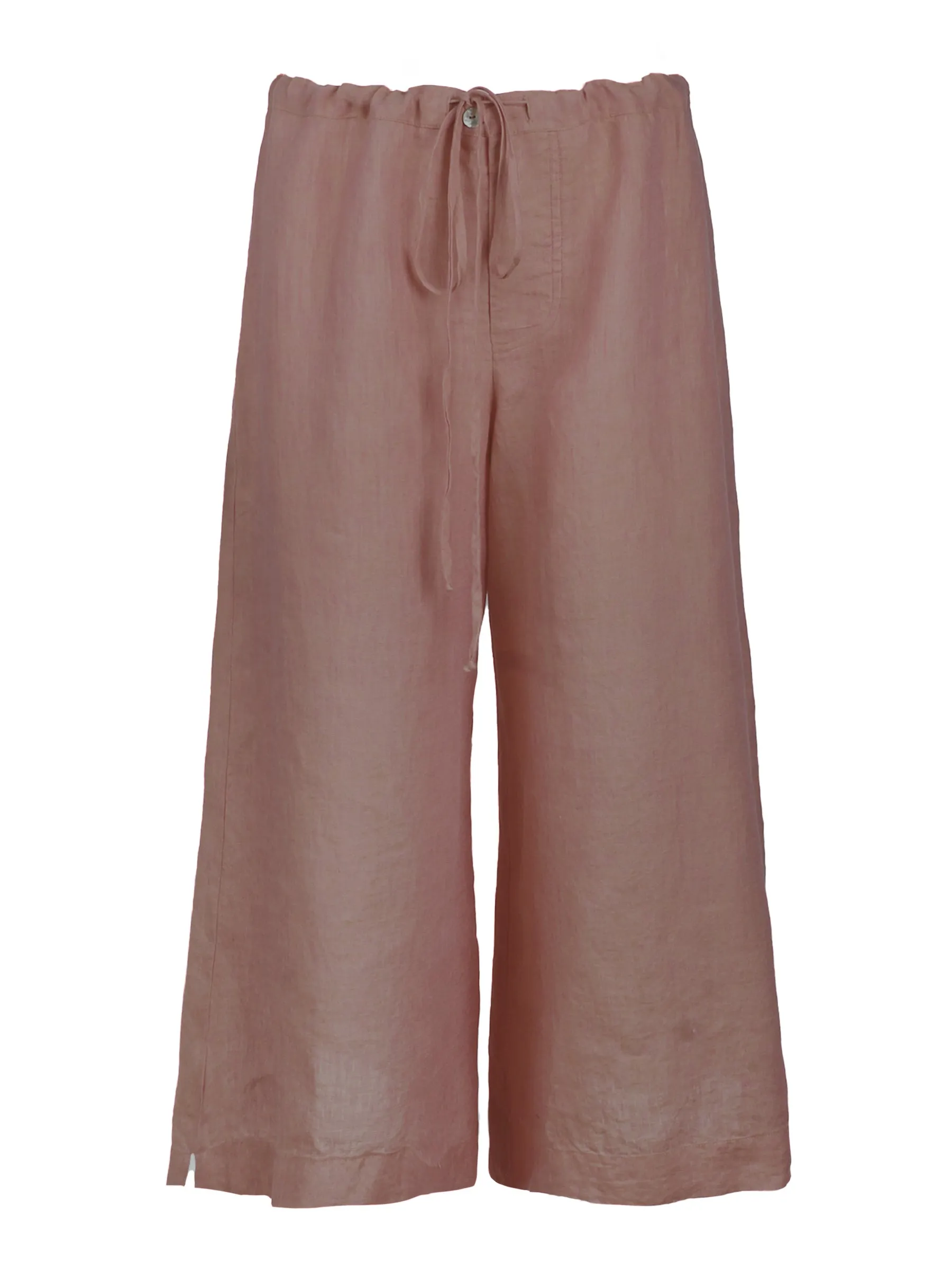 Linen Drawstring Pants, Mushroom winter tone
