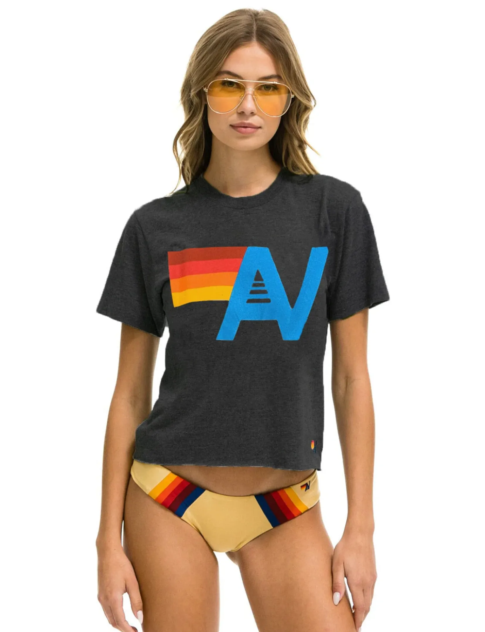 Logo Boyfriend Tee, Charcoal sport frame
