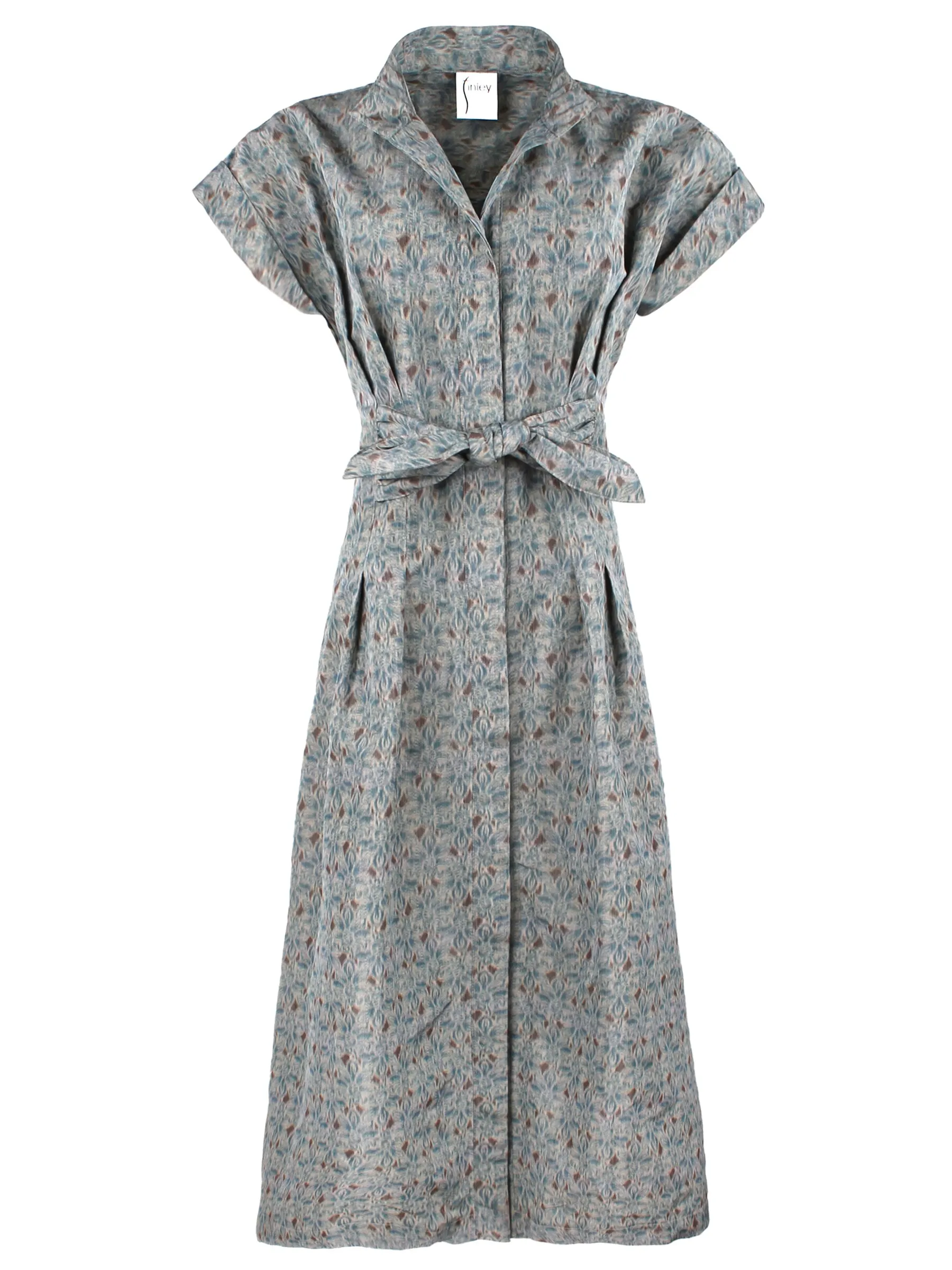 Long Rocky Shirt Dress Teal Printed Taffeta vest pair