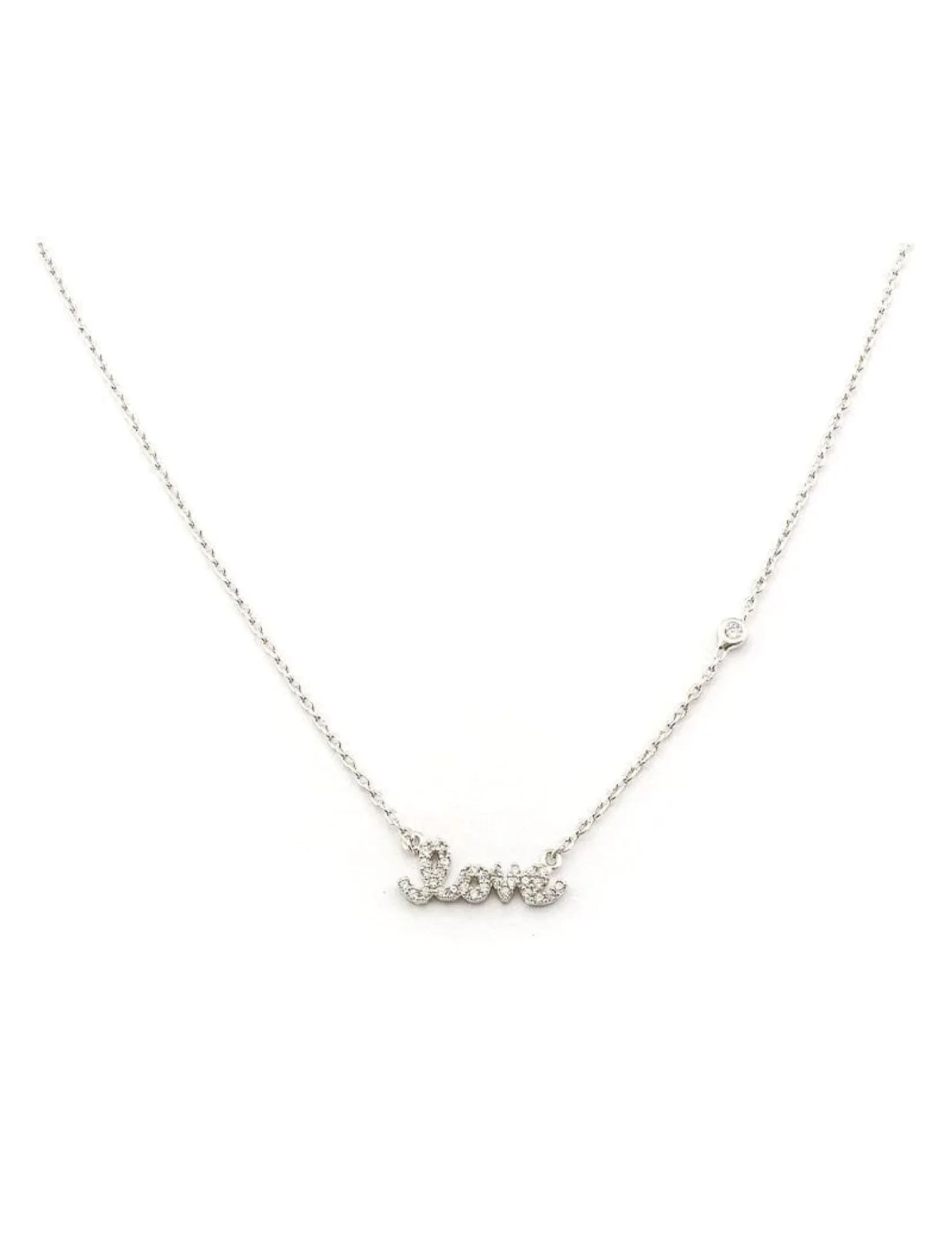 Love CZ Necklace, Silver rose flash