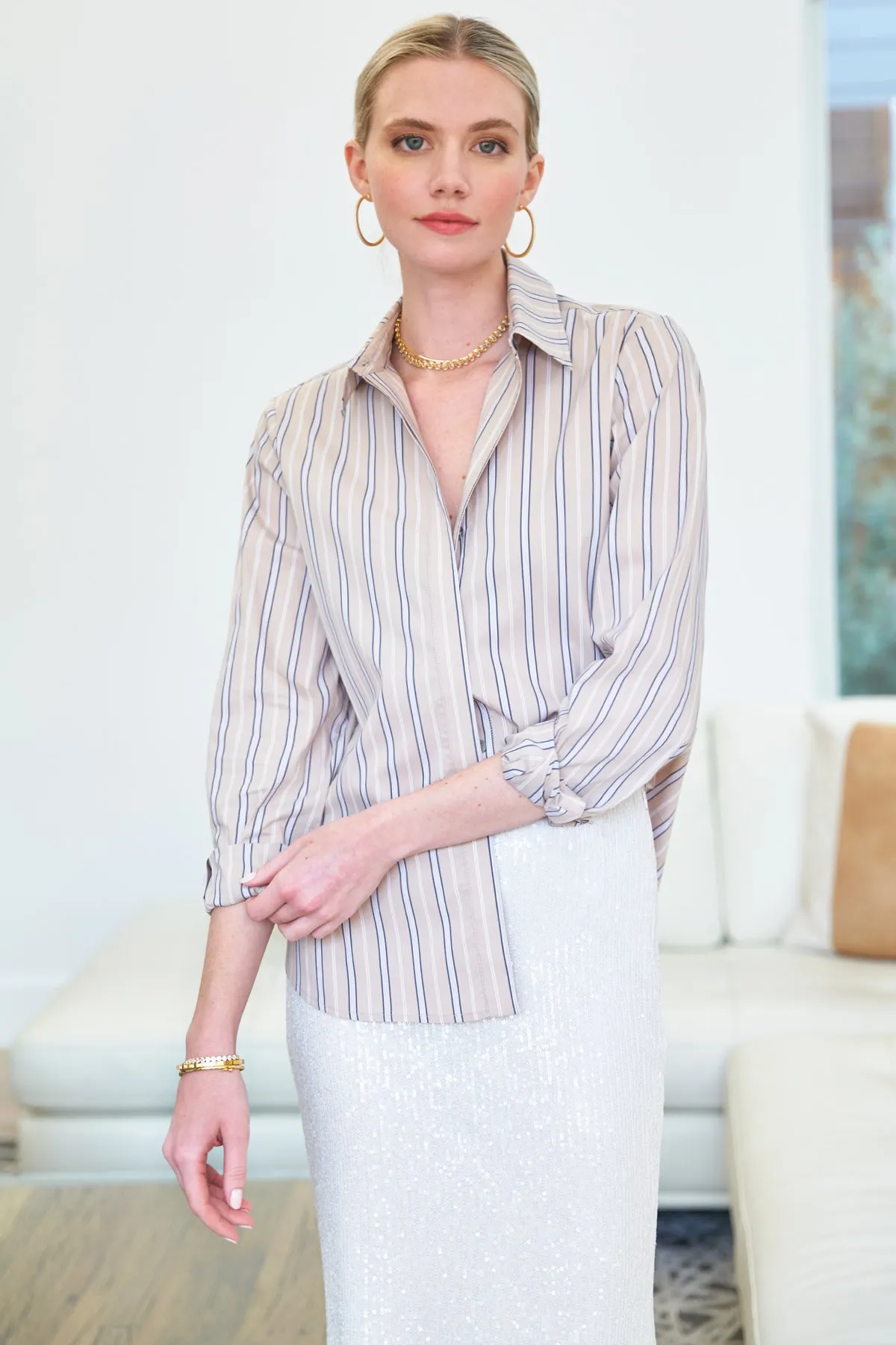 Mason Shirt Cafe Au Lait Stripe study vibe