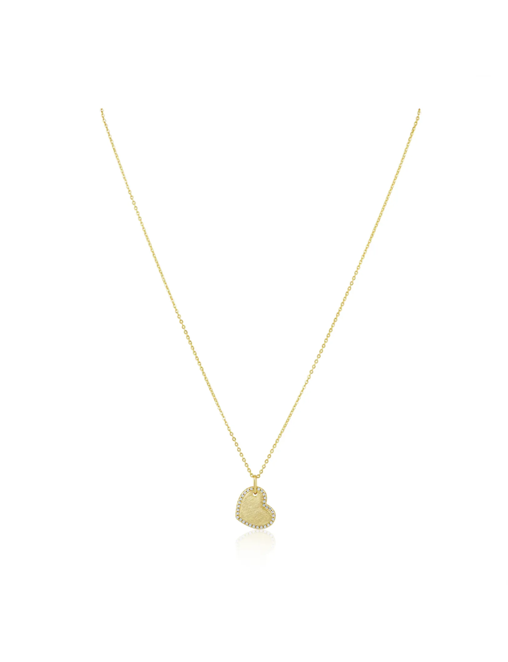 Megan CZ Heart Necklace, Gold stack mix