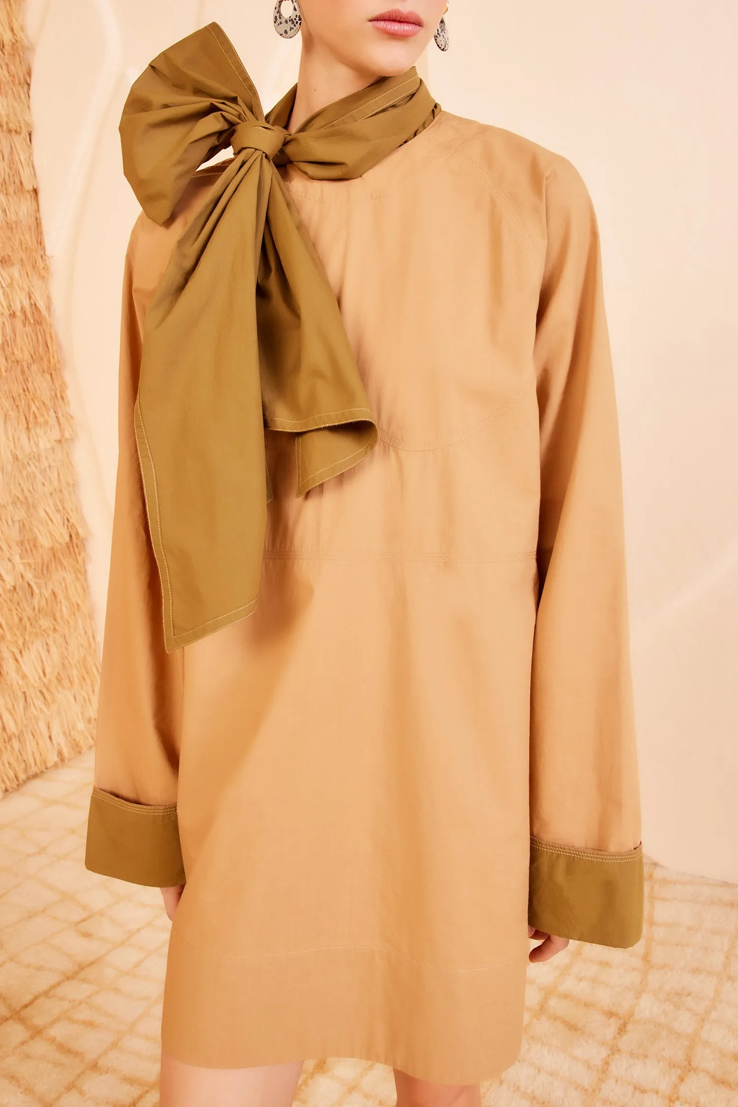 Michaela Dress - Sahara Colorblock button chic