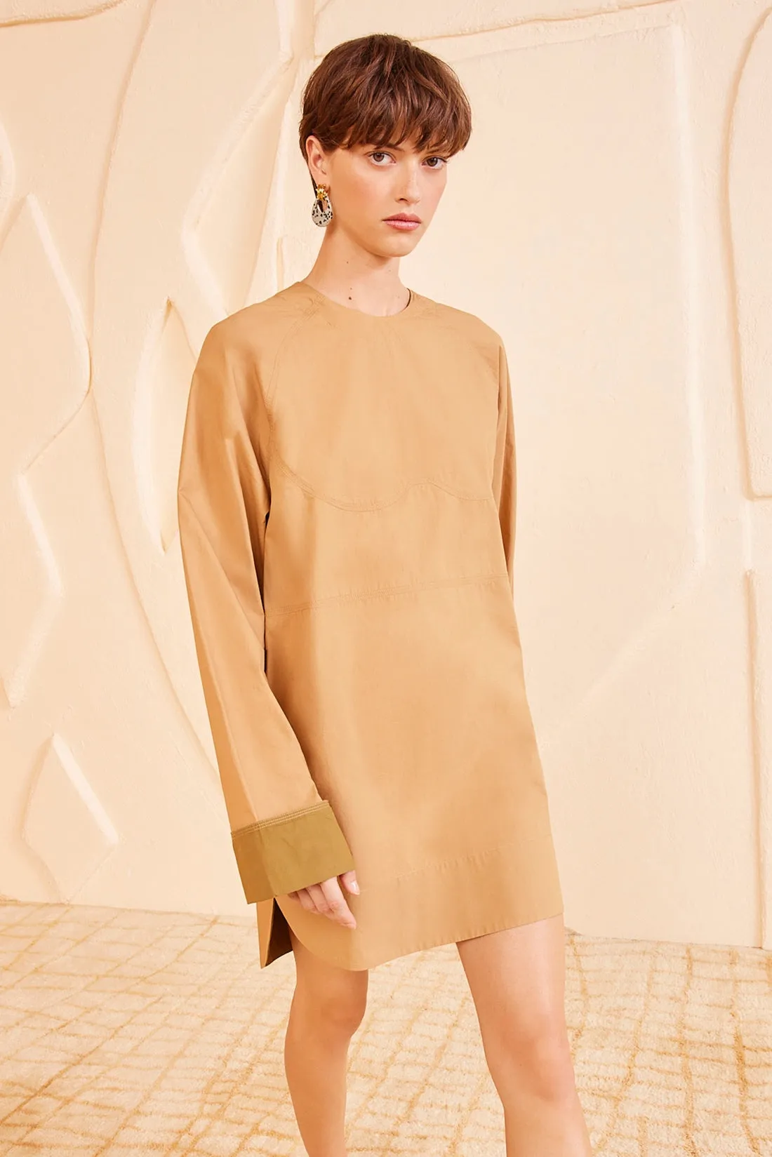 Michaela Dress - Sahara Colorblock button chic
