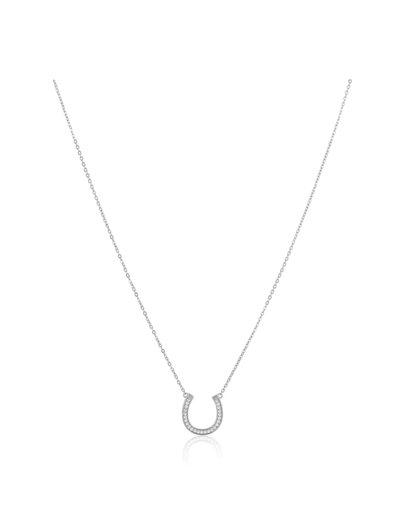 Montana Horseshoe Necklace, Silver pearl touch