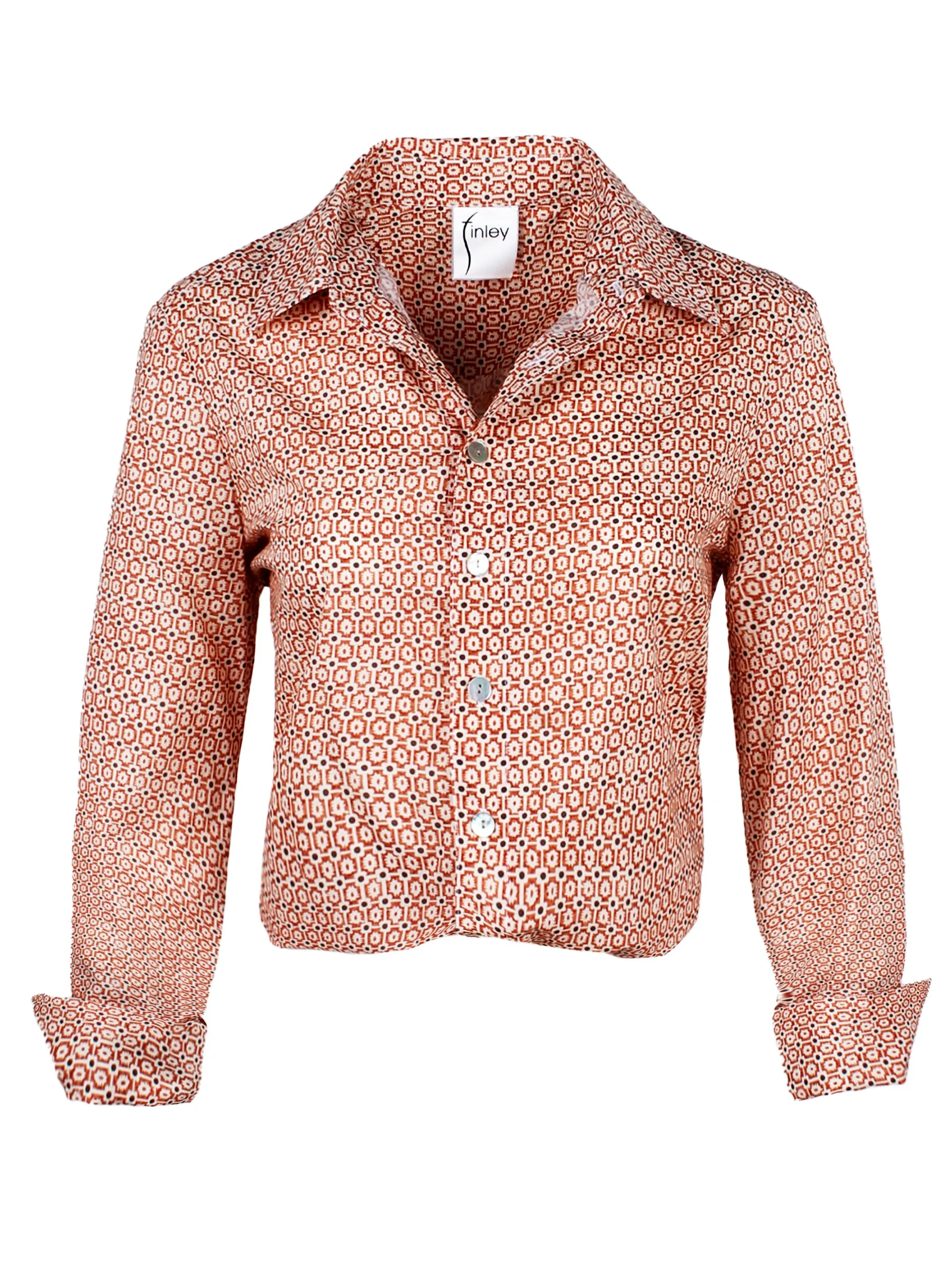 Moxie Shirt Terracotta Orange Geometric Print skin nest