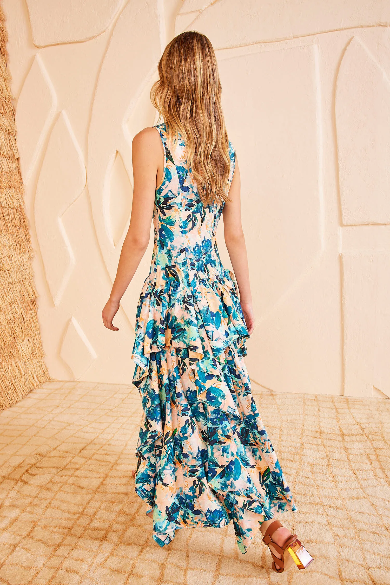 Mural Dress - Delphinium evening chic