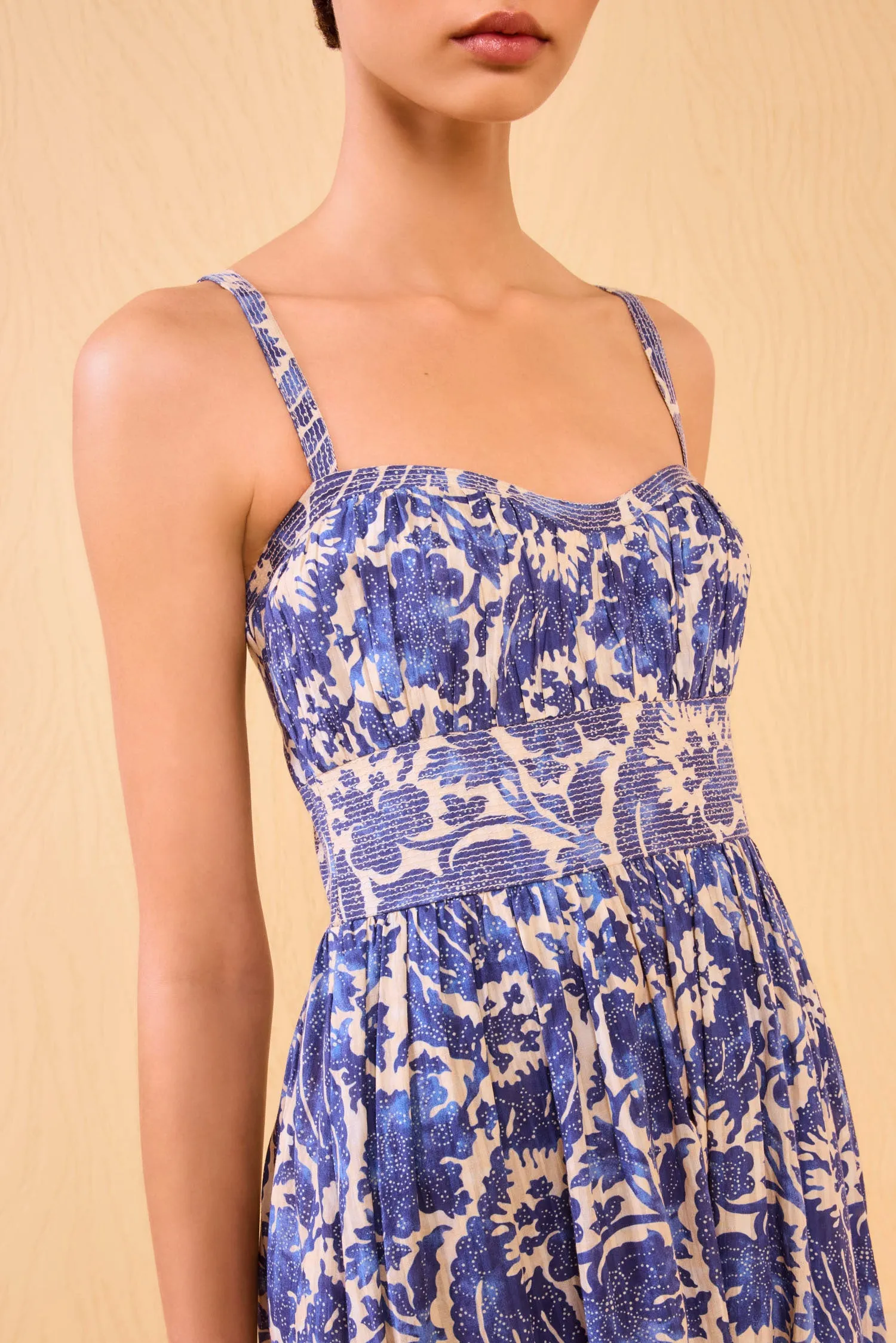 Nadine Cami Midi Dress - Ocean calm flow