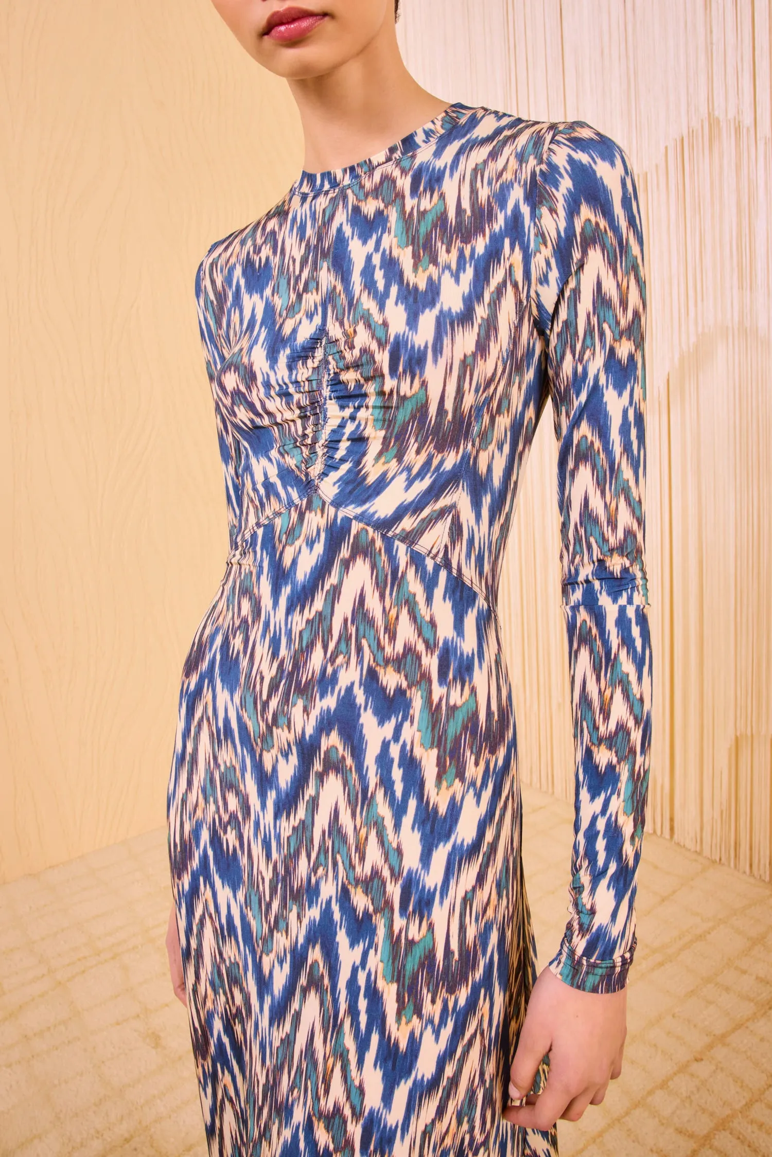 Naia Long Sleeve Ruched Long Dress - Riverslate wearable art