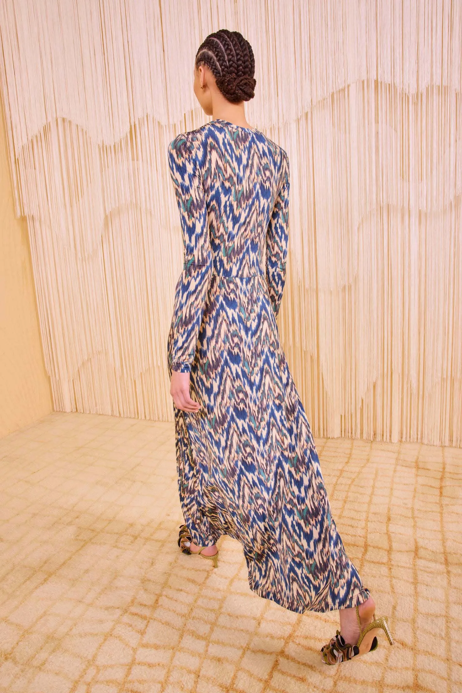 Naia Long Sleeve Ruched Long Dress - Riverslate wearable art