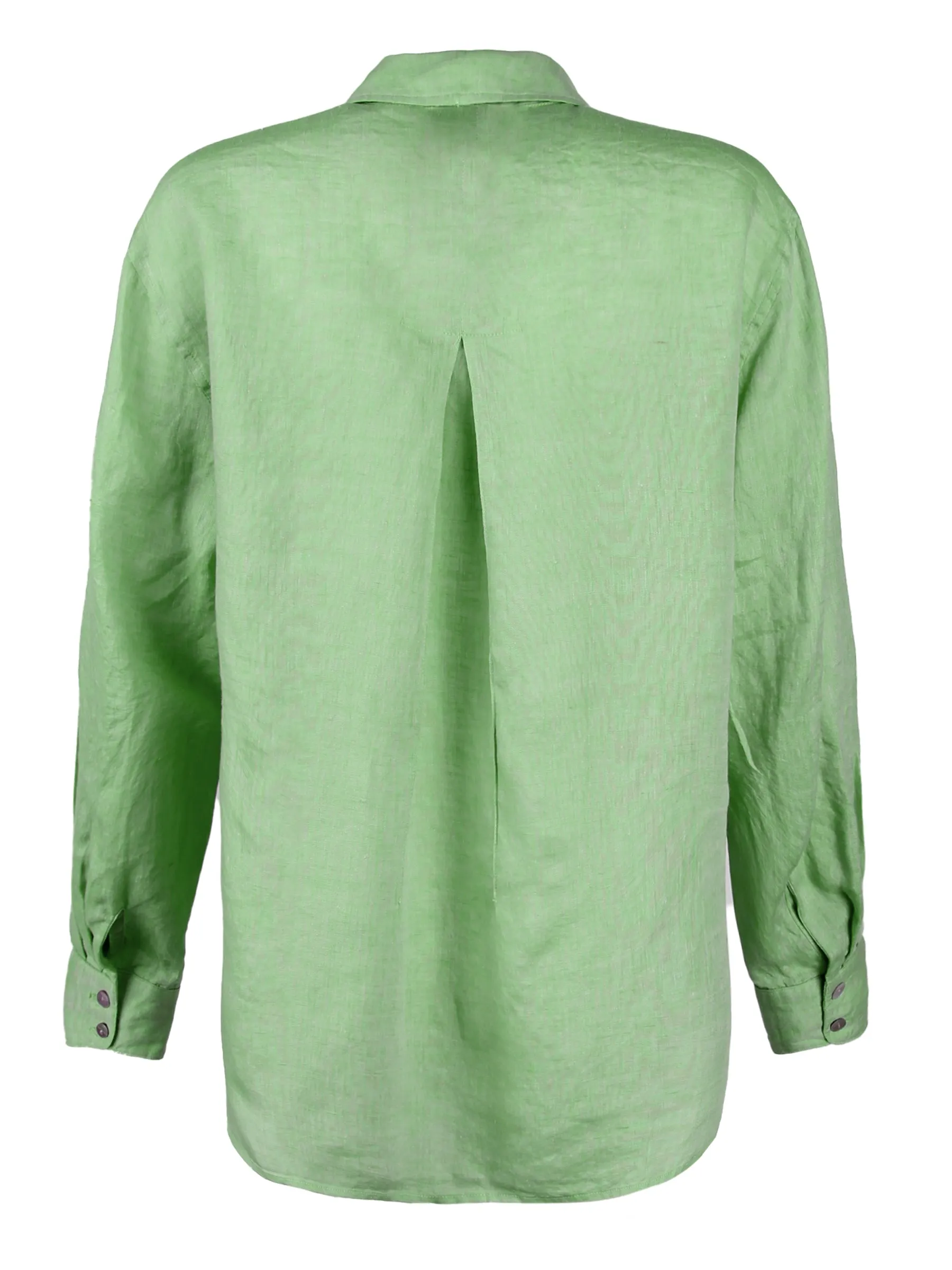 Niko Boyfriend Shirt Washed Green Tea Linen jean layer